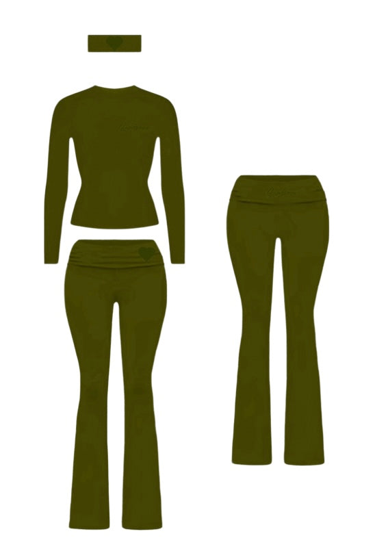 Long sleeve/flare pants/headband